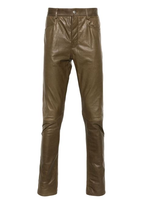 Pantaloni Tyrone in pelle verde oliva Rick Owens - uomo RICK OWENS | Jeans | RU02D6393LNV35